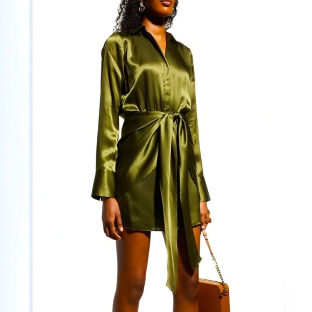 L' Agence Atlas Wrap Front Silk Mini Dress. - Picture 6 of 6